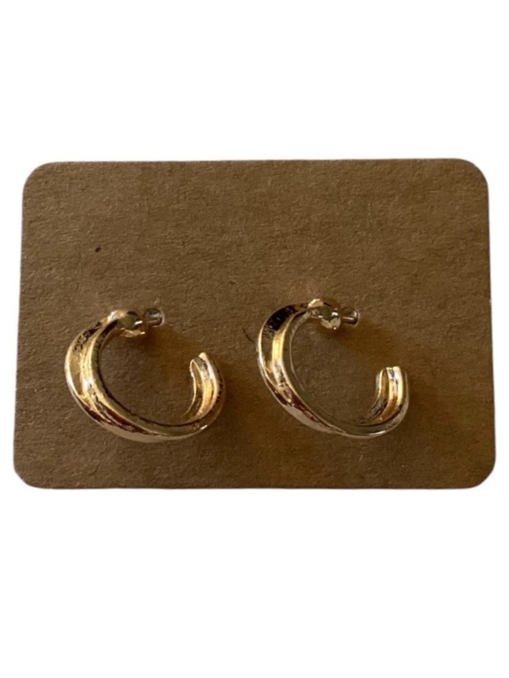 C-Hoop Gold Tone Stud Earrings (NWT)